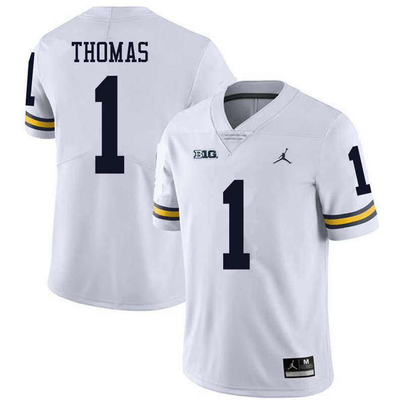 Jordan Brand Men #1 Ambry Thomas Michigan Wolverines College Football Jerseys Sale-White - Click Image to Close